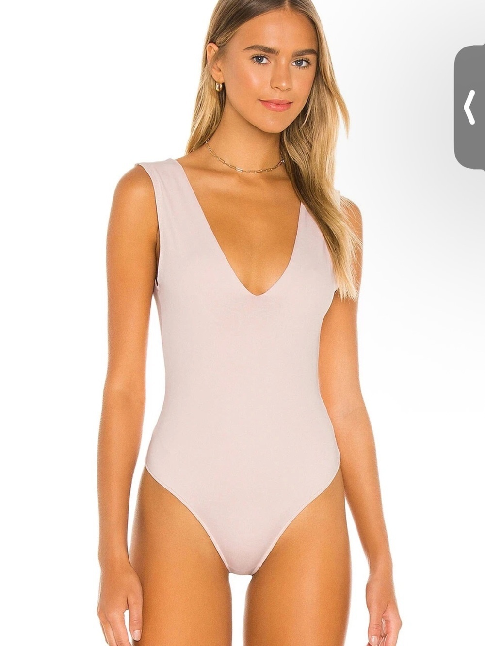 Free People Blush Pink Plunge V-Neck Bodysuit - Picture 4 of 7